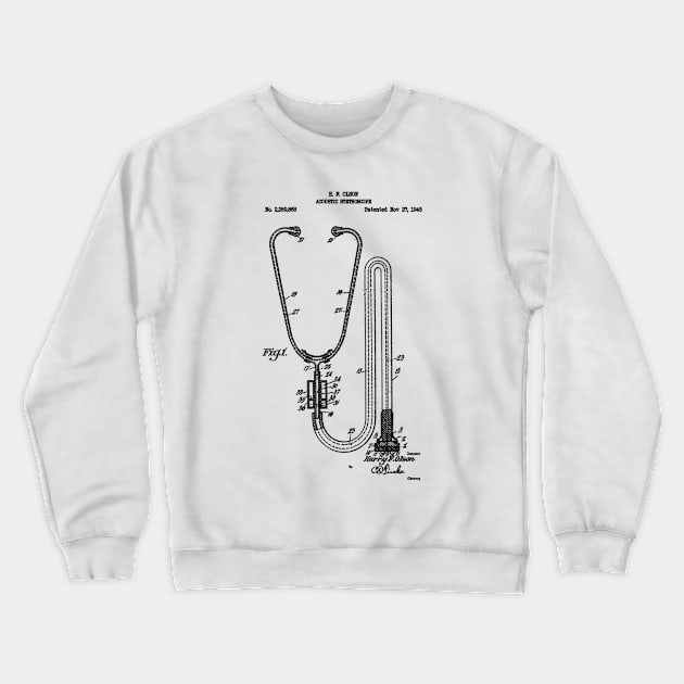 Stethoscope Patent Black Crewneck Sweatshirt by Luve